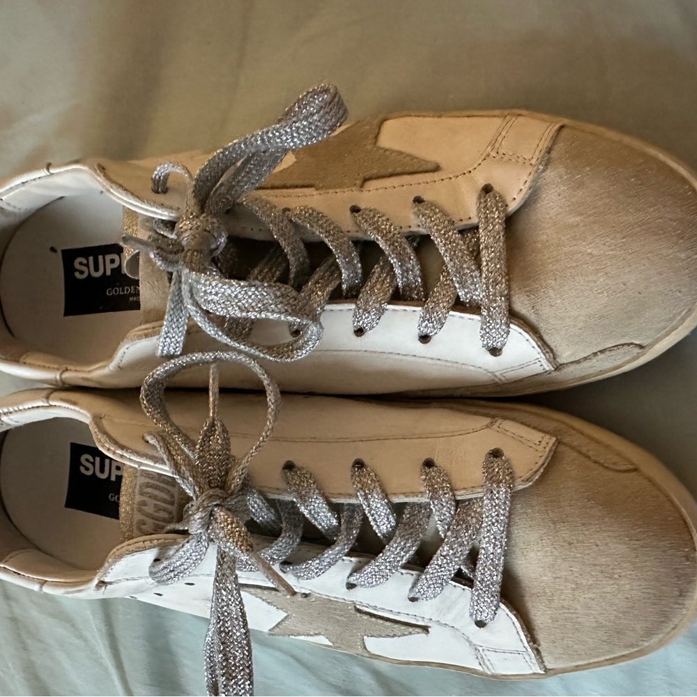 Limited Edition Golden Goose Make a Wish White and Silver Sneakers size 9 (39)